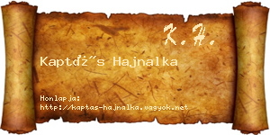 Kaptás Hajnalka névjegykártya